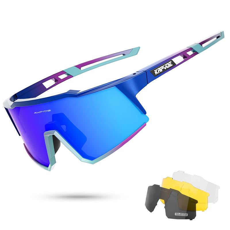 KAPVOE Polarized Cycling Glasses with 4 Interchangeable Lenses TR90 Sports Sunglasses Women Men Running MTB Bike