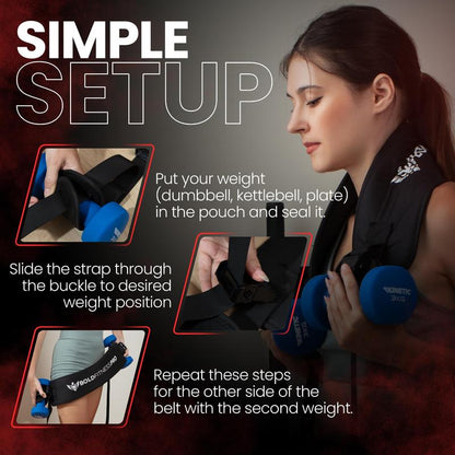 Hip Thrust Belt for Dumbbells Heavy, Kettlebells, Plates - Ultra-Durable Booty Belt for Hip Thrust - Hip Thrust Pad with Weight Support Pouches for Ultimate Stability and Comfort - Weight Lifting Belt