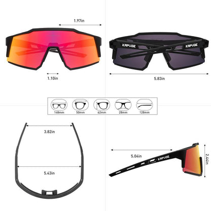 KAPVOE Polarized Cycling Glasses with 4 Interchangeable Lenses TR90 Sports Sunglasses Women Men Running MTB Bike