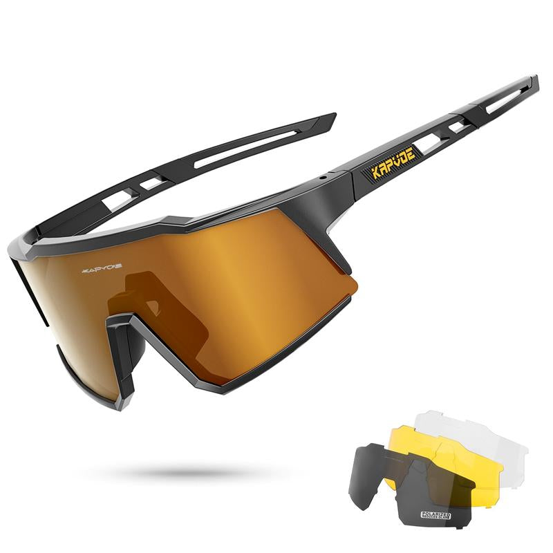 KAPVOE Polarized Cycling Glasses with 4 Interchangeable Lenses TR90 Sports Sunglasses Women Men Running MTB Bike