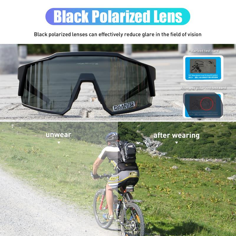 KAPVOE Polarized Cycling Glasses with 4 Interchangeable Lenses TR90 Sports Sunglasses Women Men Running MTB Bike