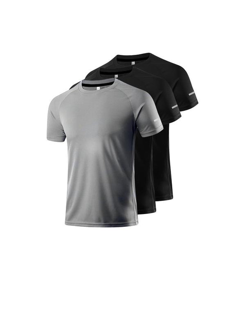 Men'S Loose Solid round Neck Sports Tee, Breathable Comfortable Short Sleeve T-Shirt, Summer Athletic Running Tee, Sport & Outdoor Clothing for Men