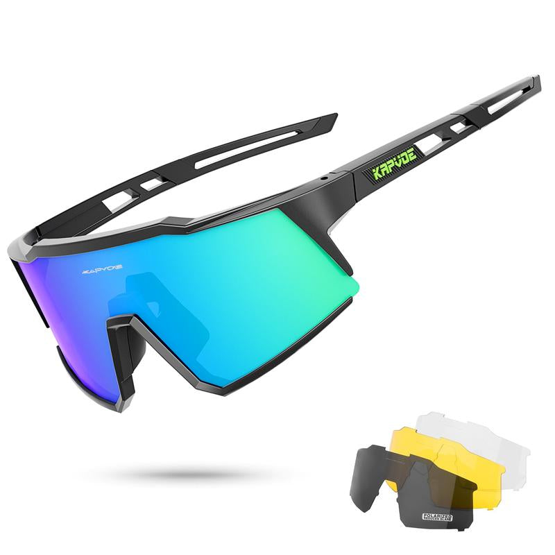 KAPVOE Polarized Cycling Glasses with 4 Interchangeable Lenses TR90 Sports Sunglasses Women Men Running MTB Bike