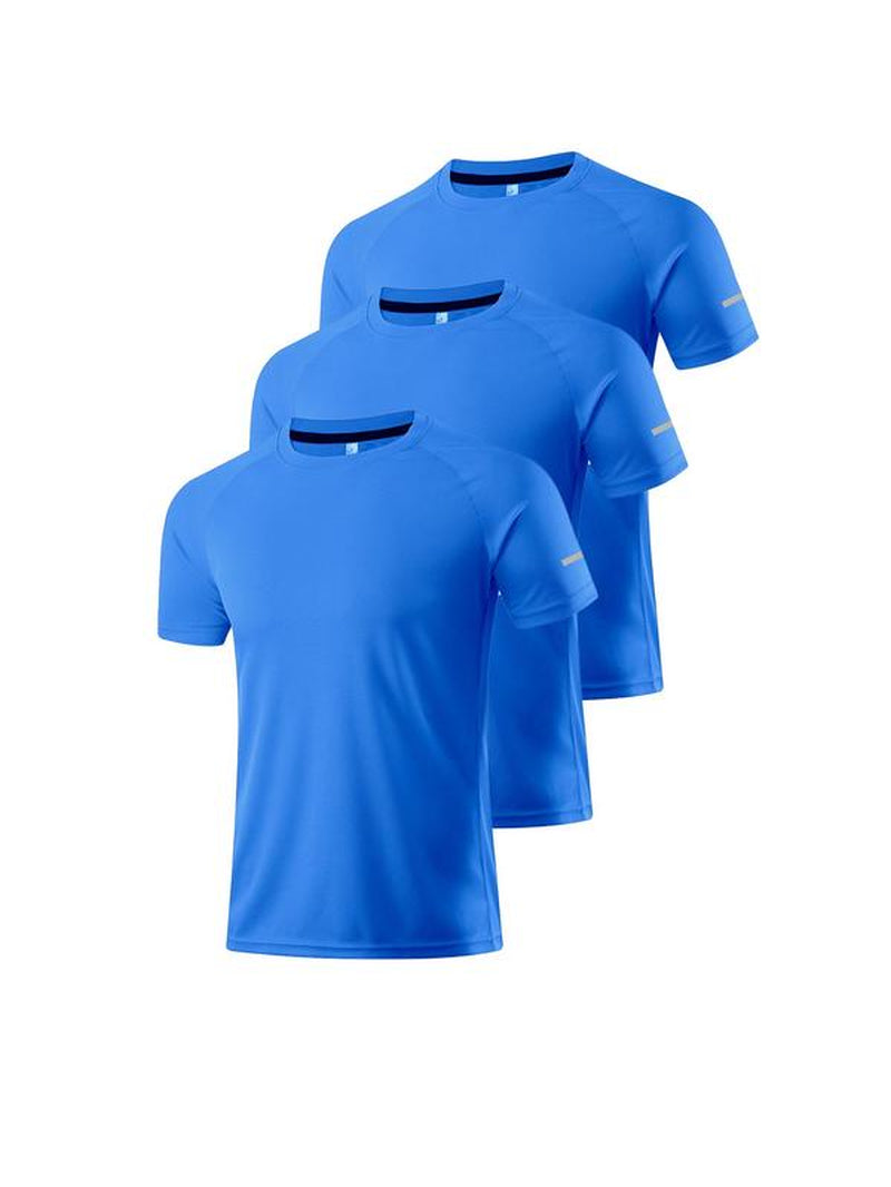 Men'S Loose Solid round Neck Sports Tee, Breathable Comfortable Short Sleeve T-Shirt, Summer Athletic Running Tee, Sport & Outdoor Clothing for Men
