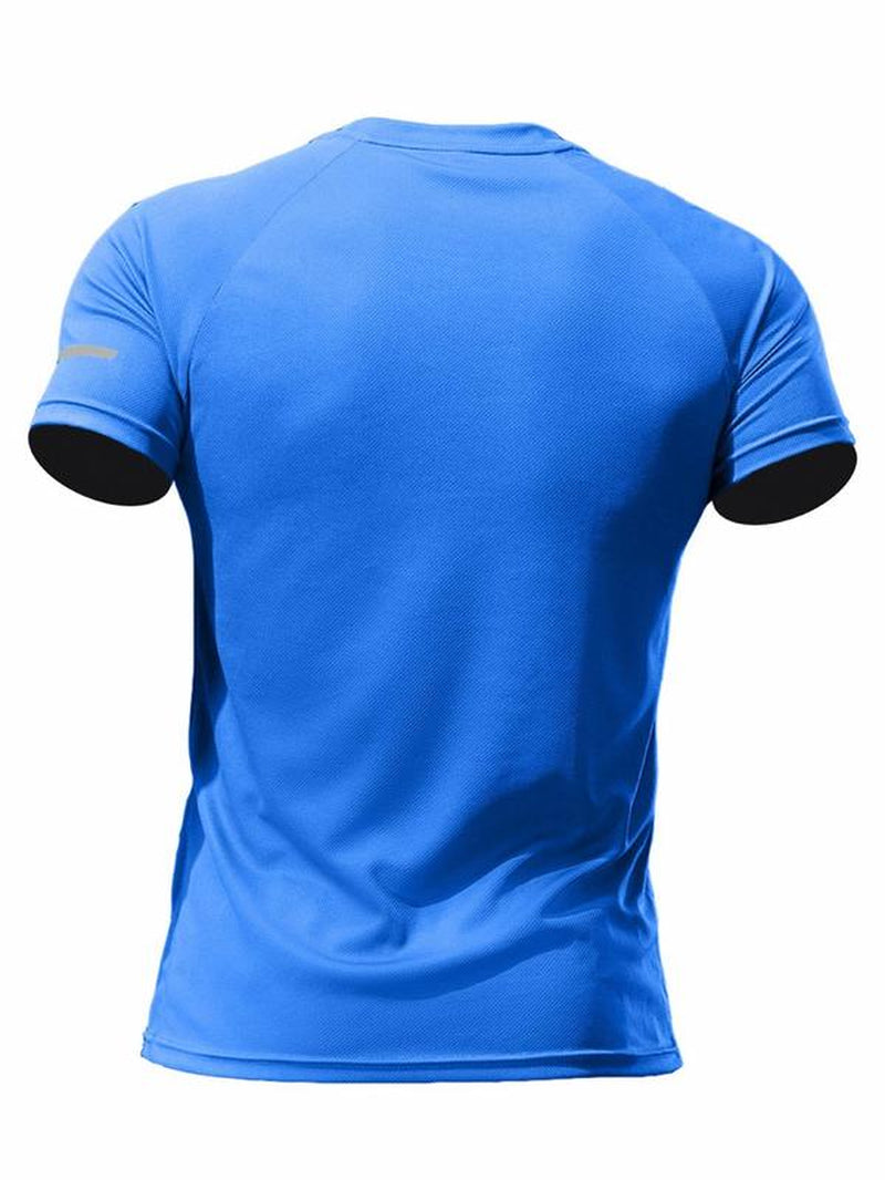 Men'S Loose Solid round Neck Sports Tee, Breathable Comfortable Short Sleeve T-Shirt, Summer Athletic Running Tee, Sport & Outdoor Clothing for Men