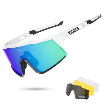 KAPVOE Polarized Cycling Glasses with 4 Interchangeable Lenses TR90 Sports Sunglasses Women Men Running MTB Bike