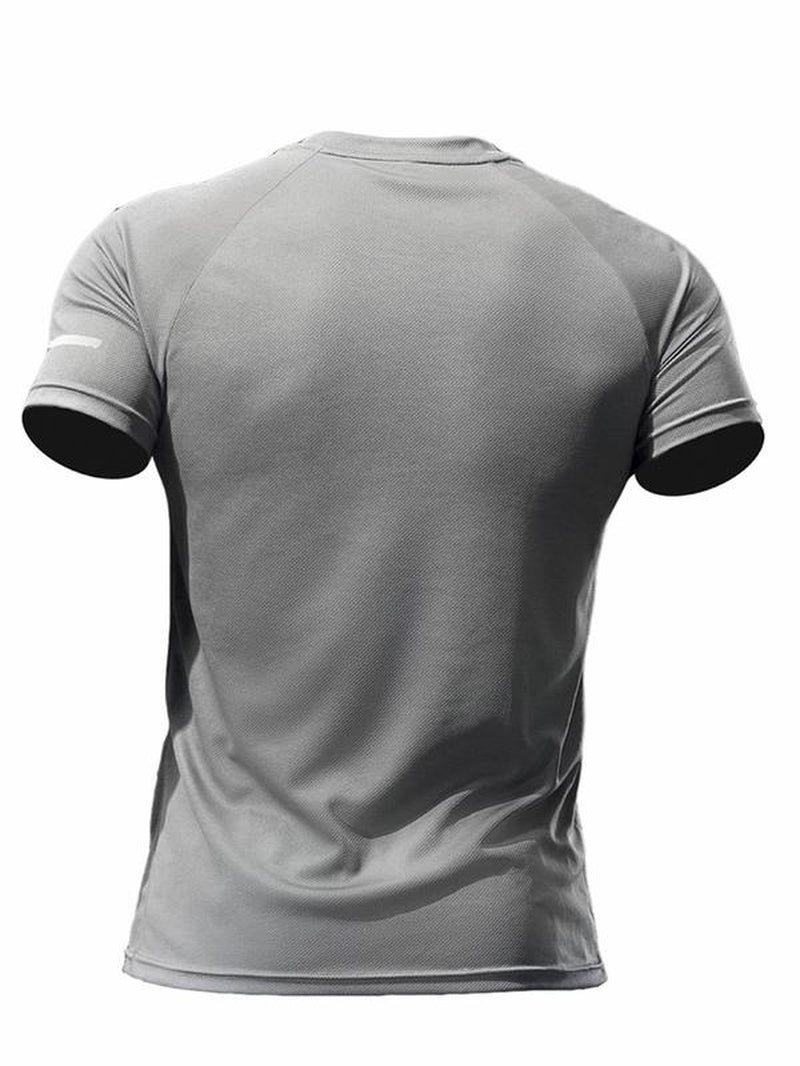 Men'S Loose Solid round Neck Sports Tee, Breathable Comfortable Short Sleeve T-Shirt, Summer Athletic Running Tee, Sport & Outdoor Clothing for Men